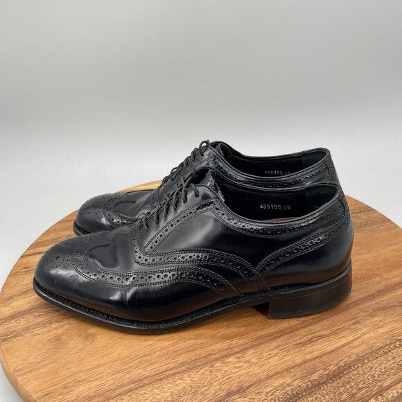 FLORSHEIM Lexington Oxfords Mens Size 11 EEE Black Wingtip Oxford Brogue Shoes